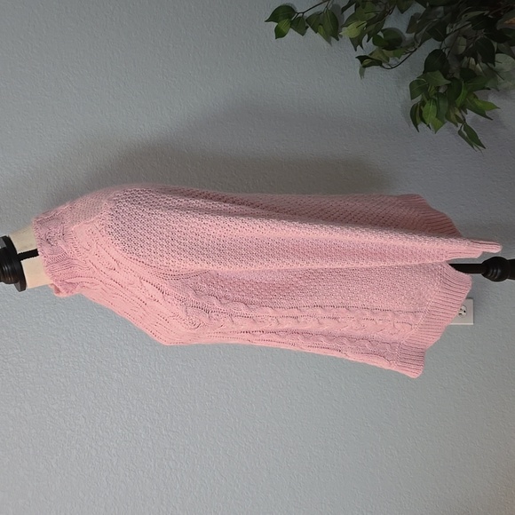 LAUREN RALPH LAUREN Pink Mock Neck Cable Knit Pattern Sweater Sz XL cottagecore - Picture 5 of 12